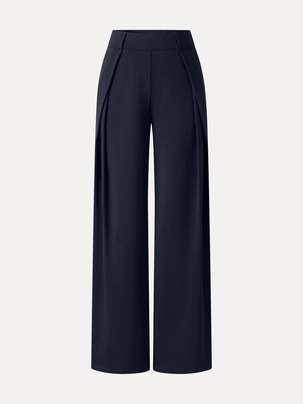 Ponte Mid-Rise  Wide-Leg Tuck Pants with Pockets
