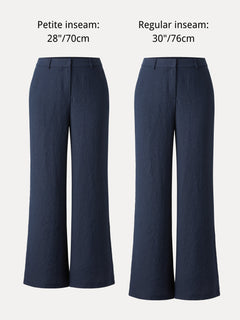 European Linen-Like Mid Rise Flared Pant with Pockets
