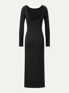 Eco-Mousse® Boatneck Open-Back Midi Bra Dress