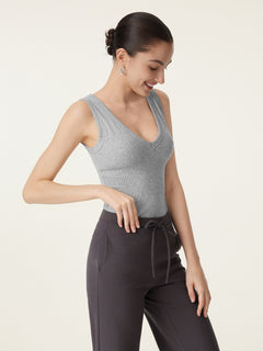 2Pcs Set V-neck Bra Tank & Mid-Rise Wide-Leg Lounge Pants
