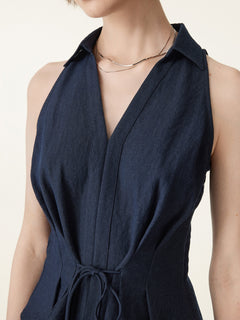 2Pcs Set Collared V-neck Top & Mid-Rise Wide-Leg Lounge Pants