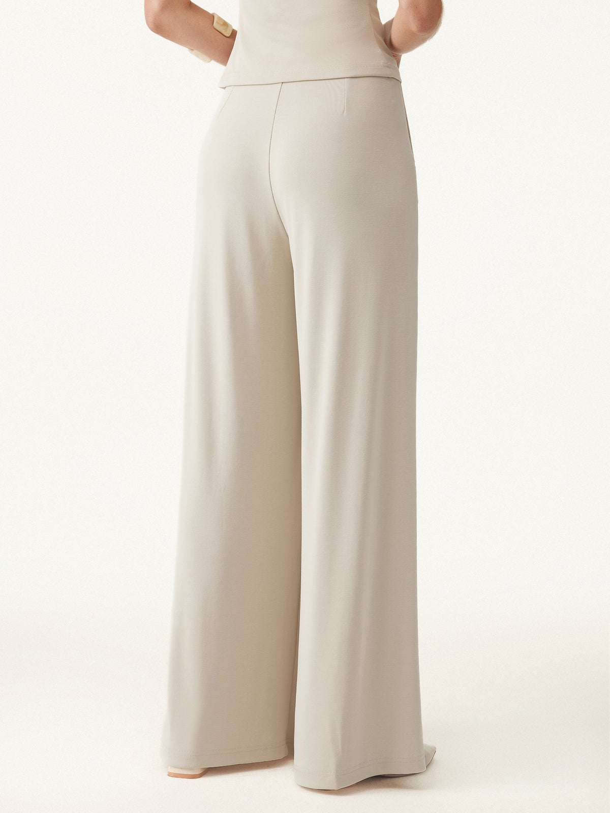 2Pcs Set Round Neck Short Sleeve Tee & Wide Leg Pants with Pockets