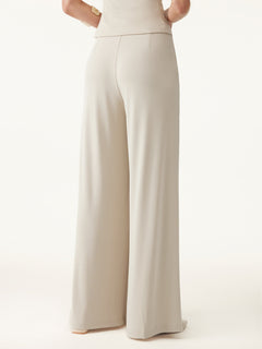 2Pcs Set Regular Wide Leg Palazzo Pant with Pockets & Ruched Bra Tank