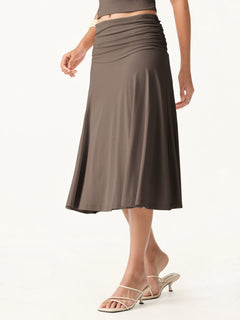 Flowy Side A-line Midi Skirt