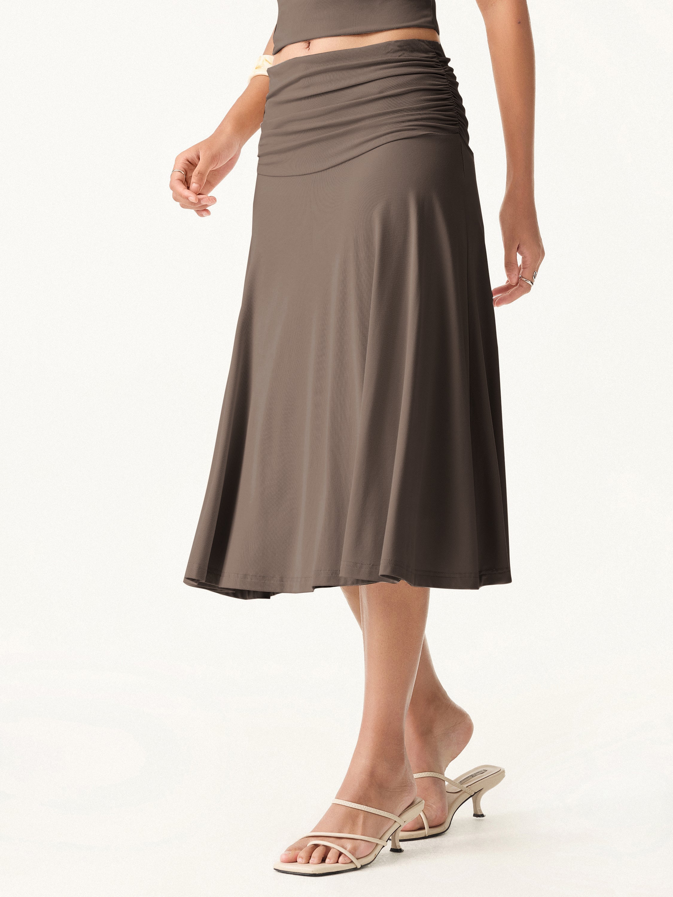 Flowy Side A-line Midi Skirt