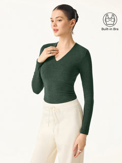 Eco-Mousse® V-Neck Long Sleeve Bra Top