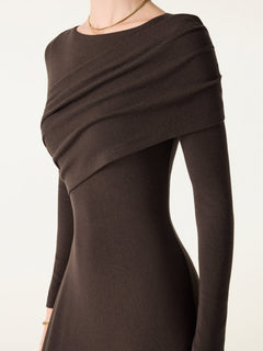 Eco-Mousse® Boatneck Ruched A-Line Midi Bra Dress