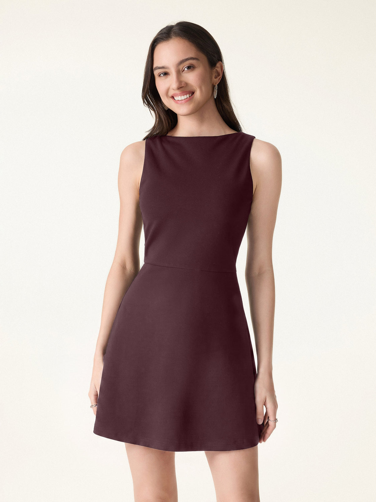 Classy Boatneck Fit-and-Flare Mini Bra Dress