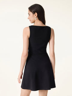 Classy Boatneck Fit-and-Flare Mini Bra Dress