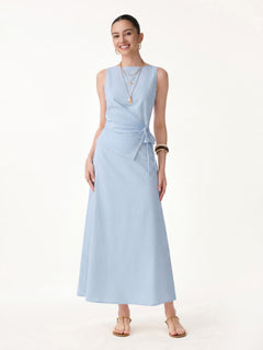 2Pcs Set Boatneck Top & Maxi Flared Pull-On Skirt