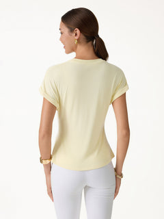 2Pcs Set Round Neck Short Sleeve Tee & Wide Leg Pants with Pockets