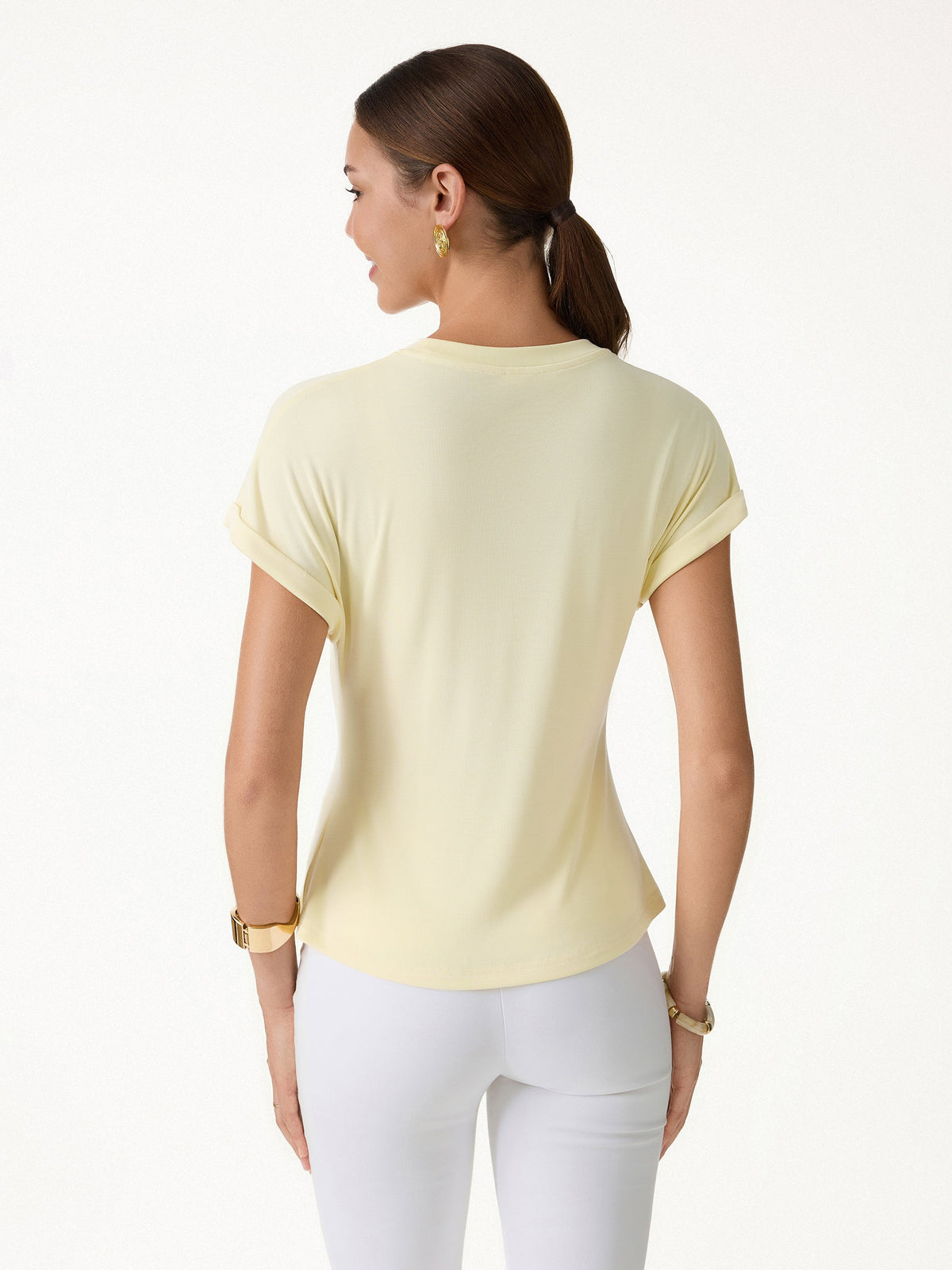 2Pcs Set Round Neck Short Sleeve Tee & Wide Leg Pants with Pockets