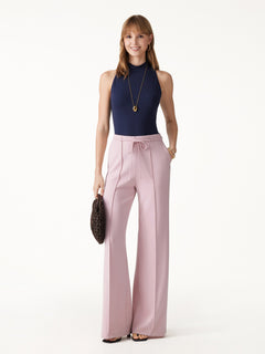 Lyocell Spacer Knit High-Rise Flare Pants with Pockets