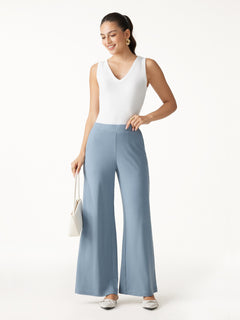 Lyocell Wool Mid Rise Wide Leg Pull-on Pant with Pockets