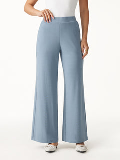 Lyocell Wool Mid Rise Wide Leg Pull-on Pant with Pockets