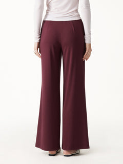 Lyocell Wool Mid Rise Wide Leg Pull-on Pant with Pockets