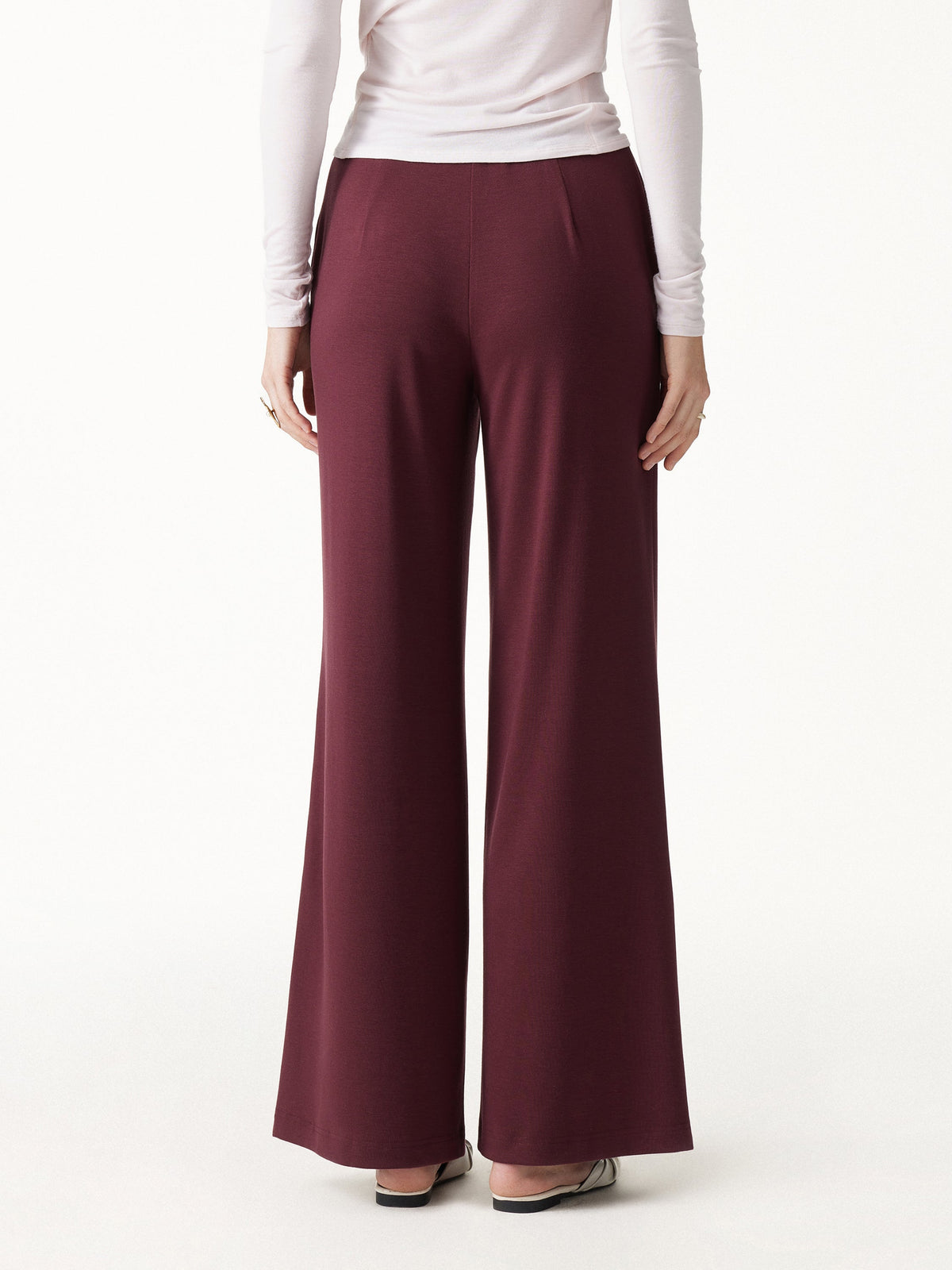 Lyocell Wool Mid Rise Wide Leg Pull-on Pant with Pockets