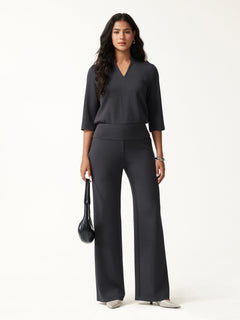 TravelEase Lyocell Spacer High-Rise Wide Leg Pants with Pockets