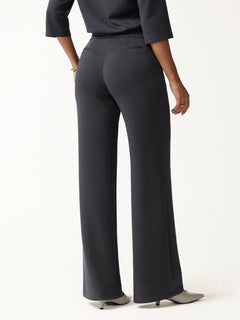 2Pcs Set V-Neck Elbow Sleeve Top & High-Rise Wide Leg Pants with Pockets