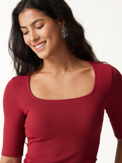 Eco-Mousse® Square Neck Elbow Sleeve Bra Top