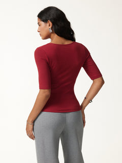 Eco-Mousse® Square Neck Elbow Sleeve Bra Top
