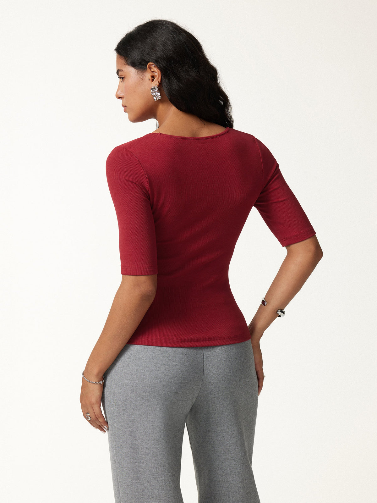 Eco-Mousse® Square Neck Elbow Sleeve Bra Top