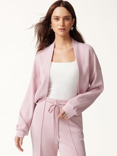 Lyocell Spacer Knit Long Sleeve Drop-Shoulder Shrug Cardigan