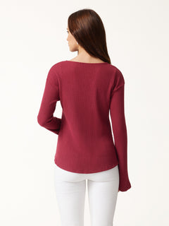 V Neck Flare Long Sleeve Cardigan