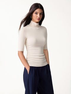 Essential Turtleneck Elbow Length Sleeve Bra Tops