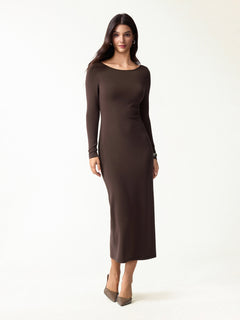 Eco-Mousse® Boatneck Open-Back Midi Bra Dress
