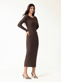 Eco-Mousse® Boatneck Open-Back Midi Bra Dress