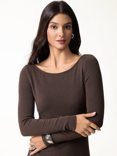 Eco-Mousse® Boatneck Open-Back Midi Bra Dress