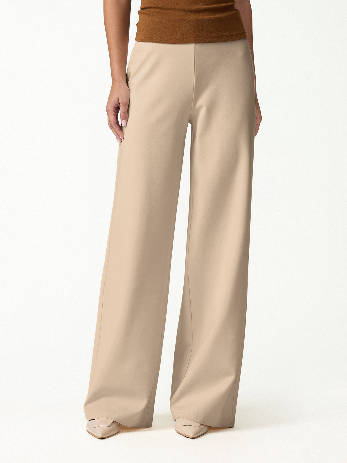 Ponte High-Rise Wide-Leg Pants with Pockets