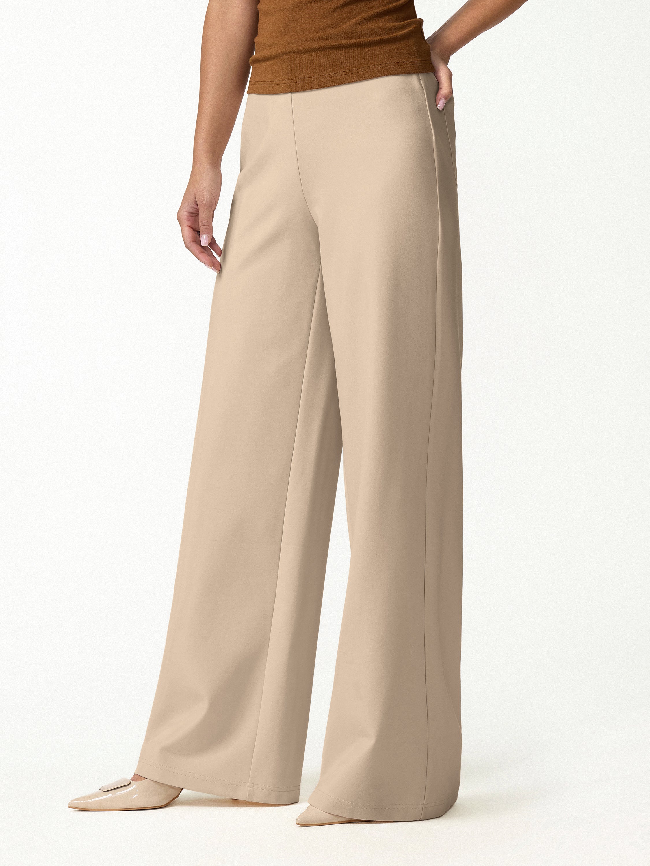 Ponte High-Rise Wide-Leg Pants with Pockets