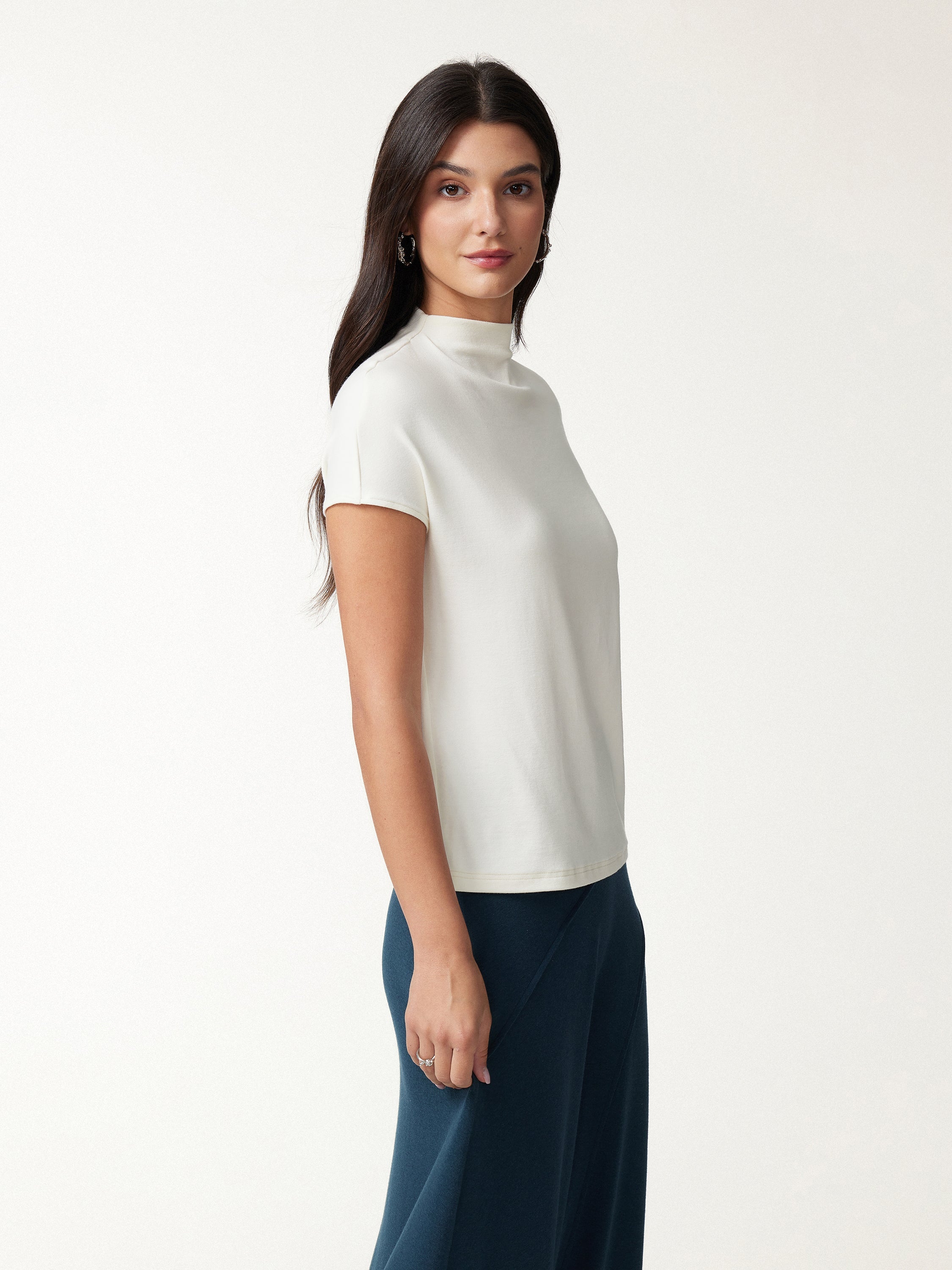 Eco-Mousse® Mock Neck Short Sleeve Bra Top