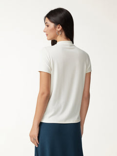 Eco-Mousse® Mock Neck Short Sleeve Bra Top