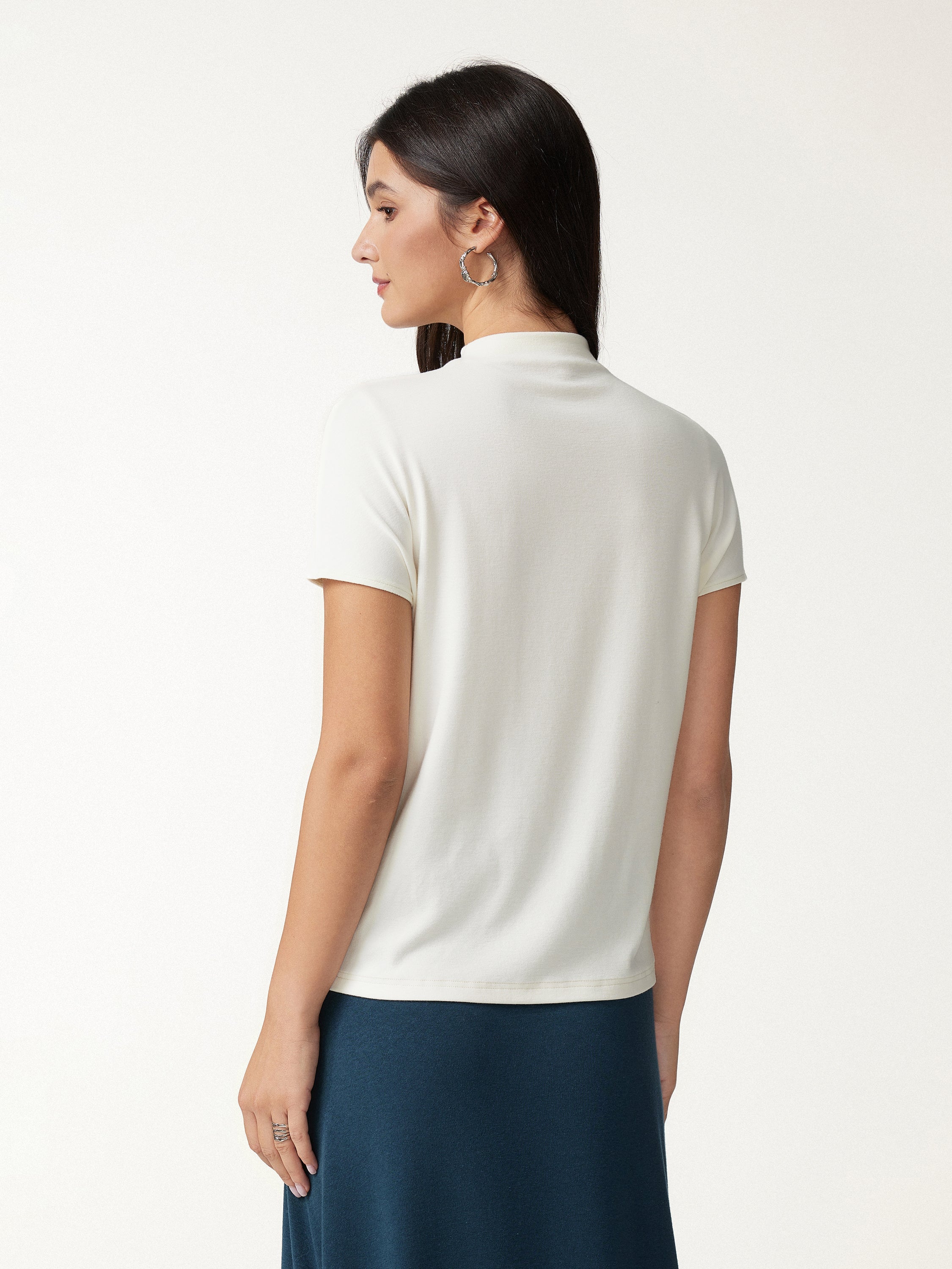 Eco-Mousse® Mock Neck Short Sleeve Bra Top
