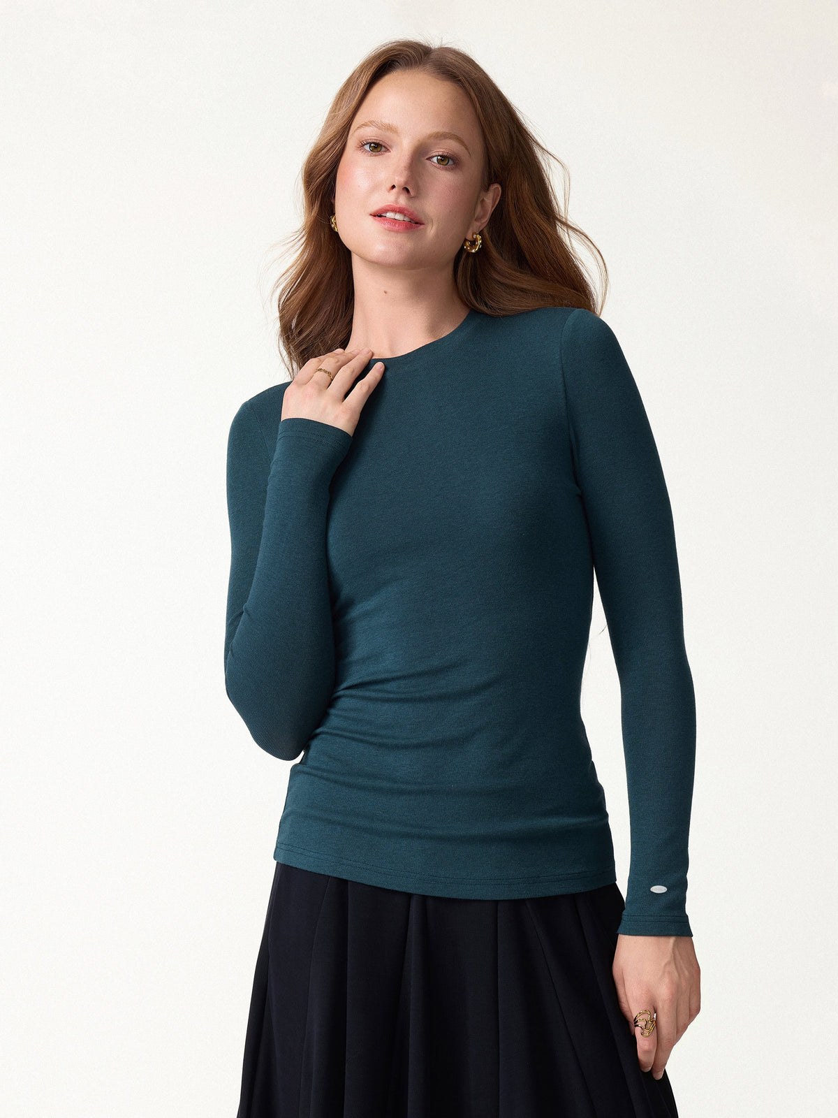 Crewneck Long Sleeve Bra Top