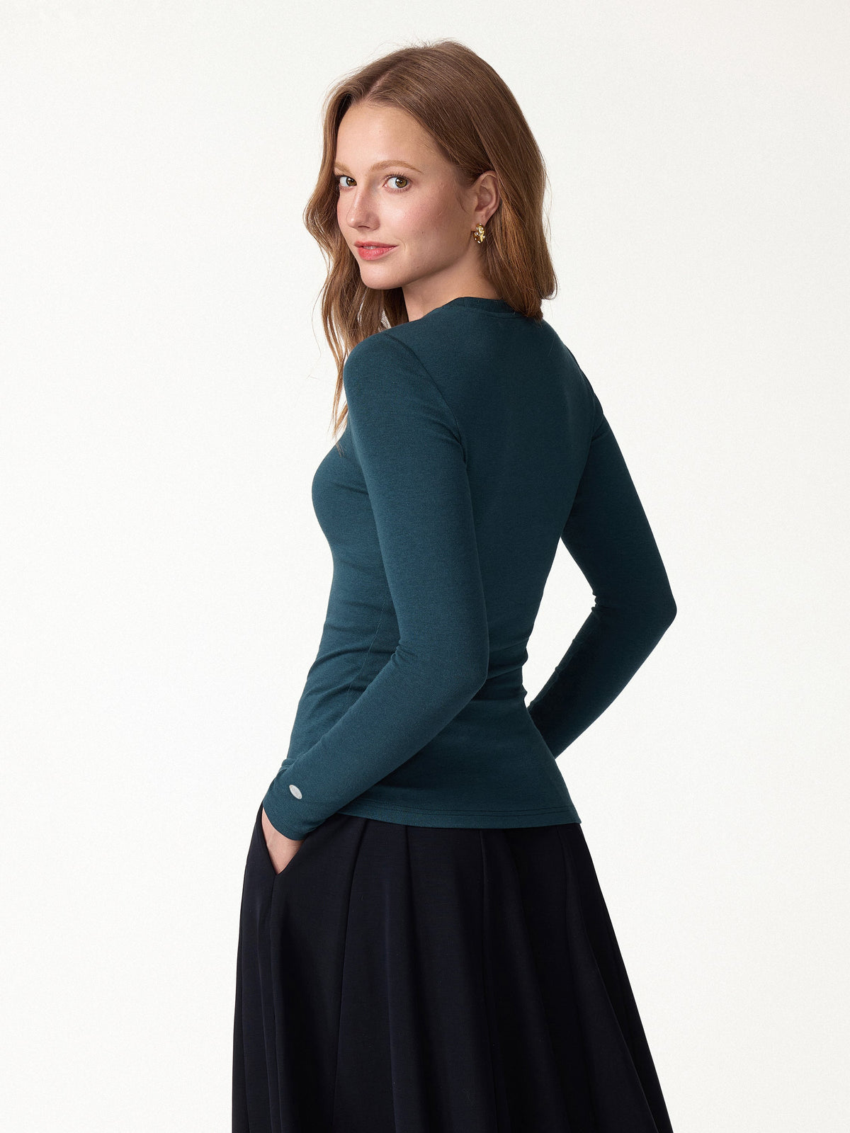 Crewneck Long Sleeve Bra Top