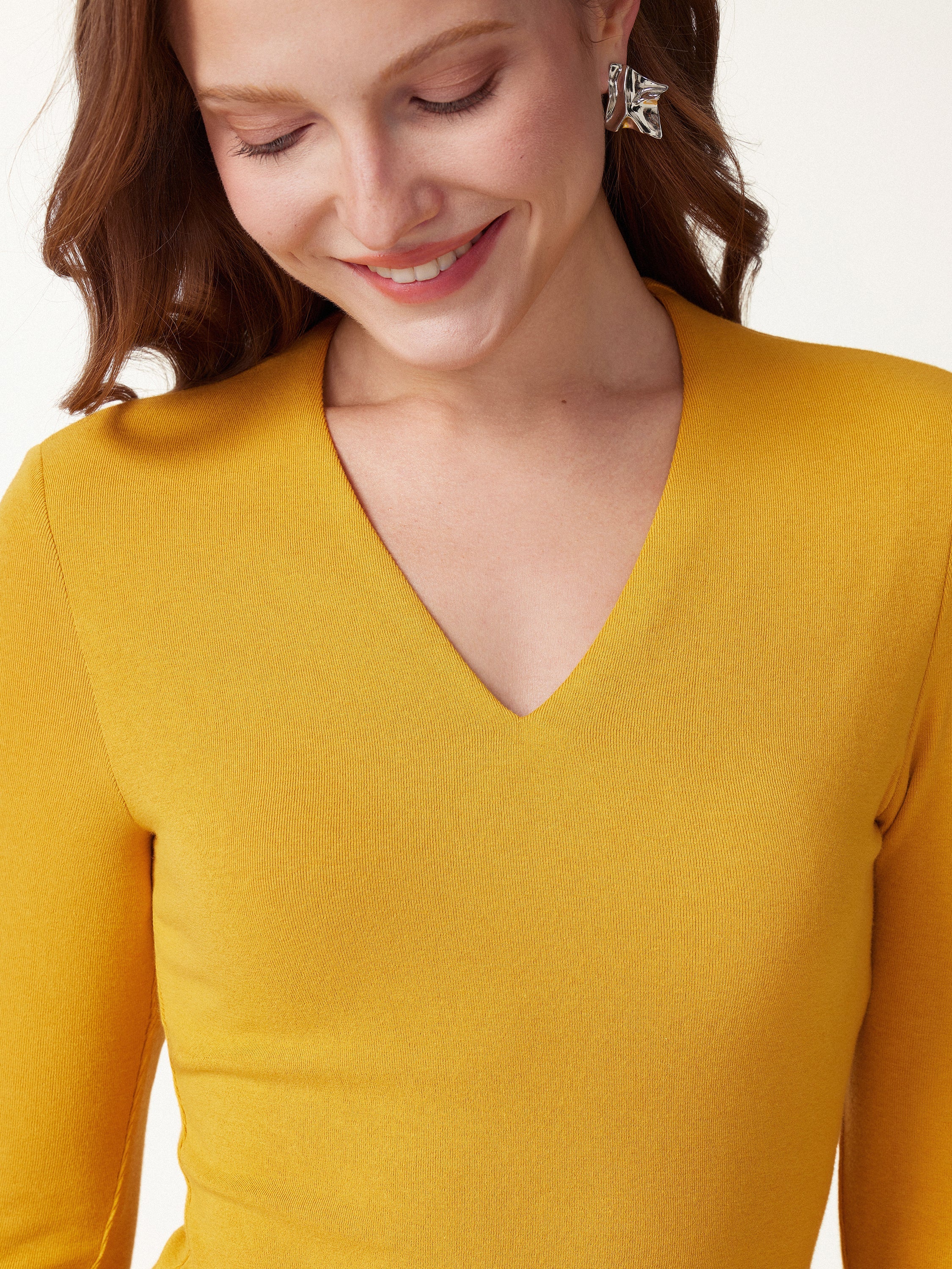 Eco-Mousse® V-Neck Long Sleeve Bra Top