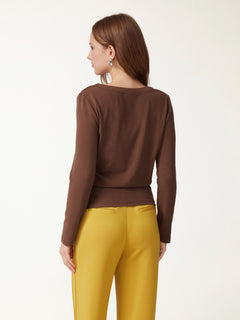 V-Neck Long Sleeve Banded Hem Top
