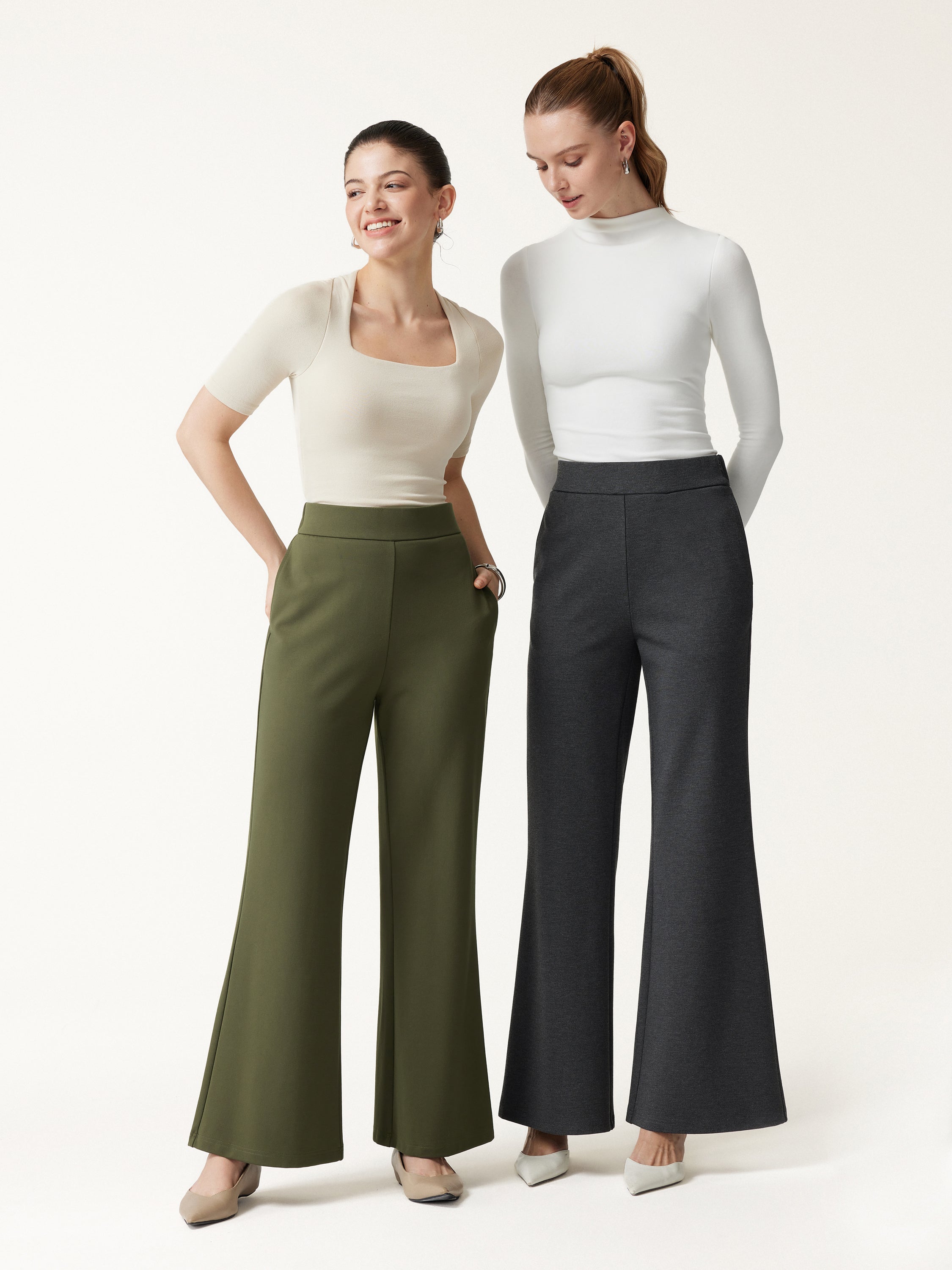 Ponte High-Rise Wide-Leg Pants with Pockets