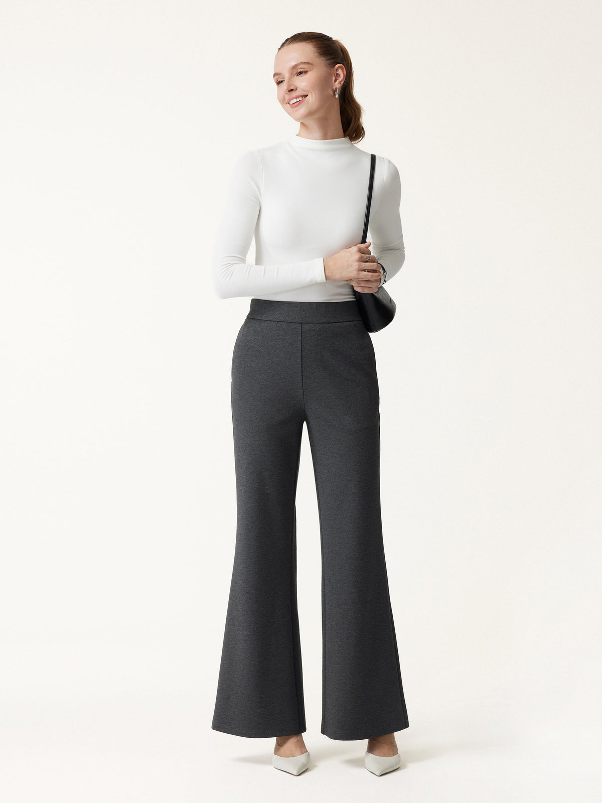 Ponte High-Rise Wide-Leg Pants with Pockets