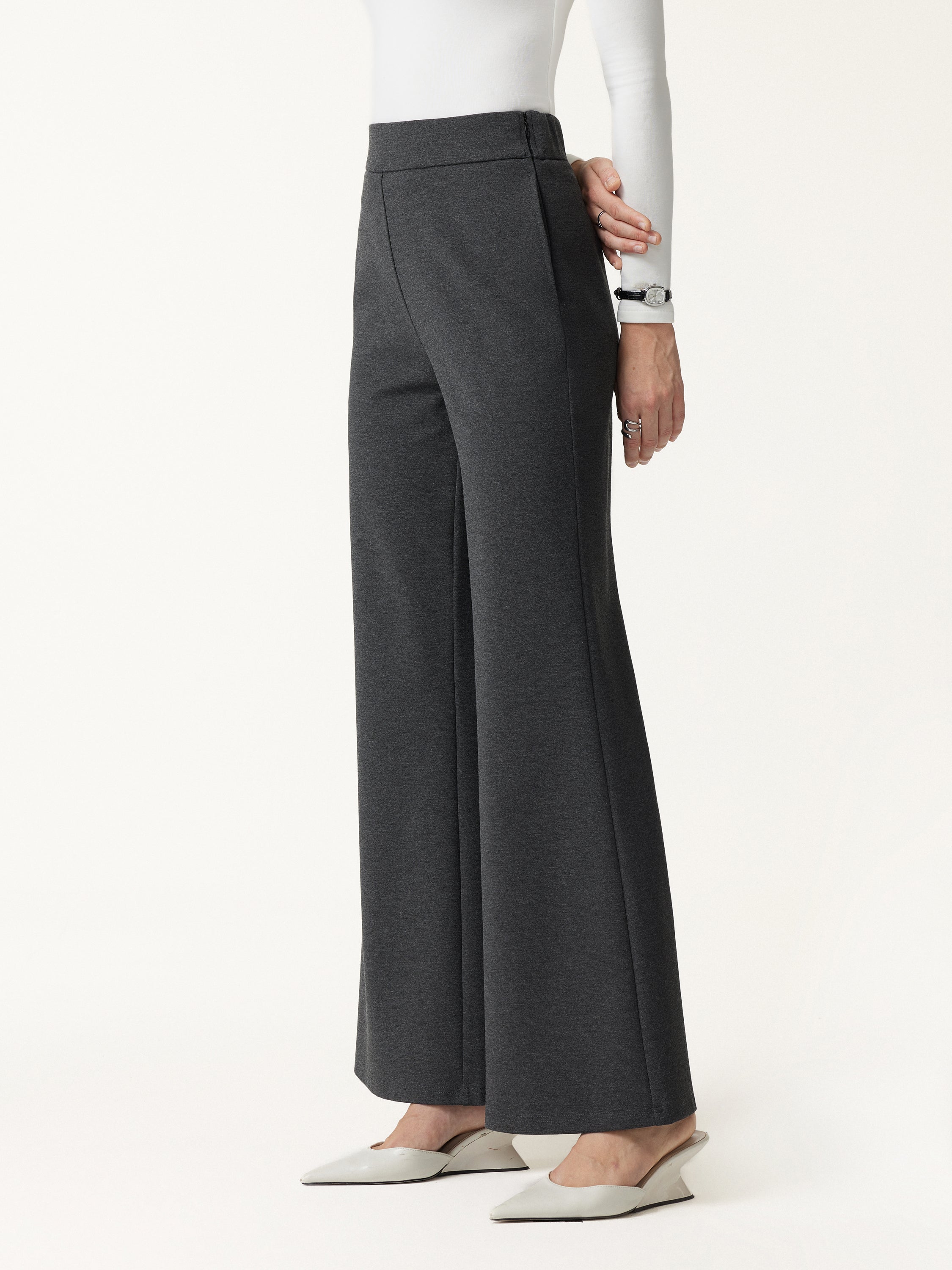 Ponte High-Rise Wide-Leg Pants with Pockets
