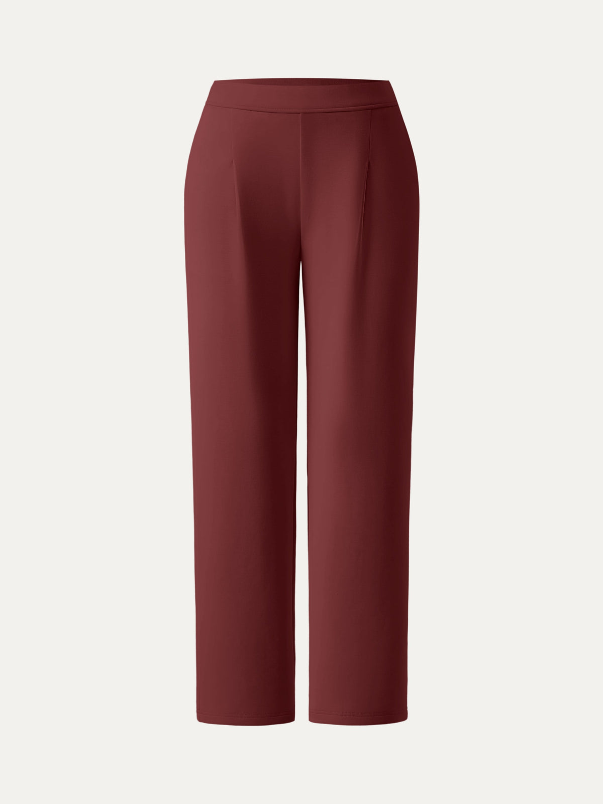 Sandwashed Spacer Mid Rise Straight Leg Pull-on Trousers with Pockets