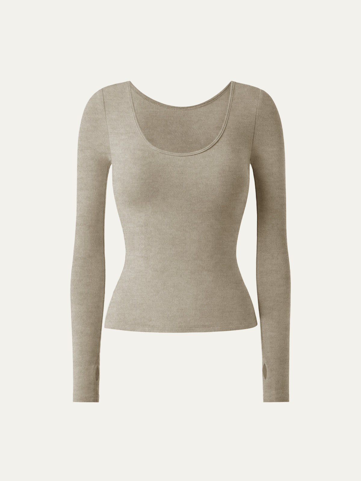 Lyocell-Wool Round Neck Long Sleeve Reversible Top