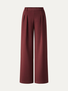 Lyocell Spacer Knit High-Rise Wide-Leg Tuck Pants with Pockets
