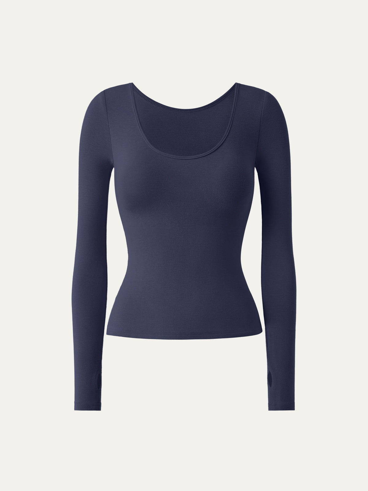 Lyocell-Wool Round Neck Long Sleeve Reversible Top