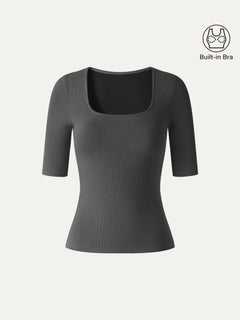 Eco-Mousse® Square Neck Elbow Sleeve Bra Top