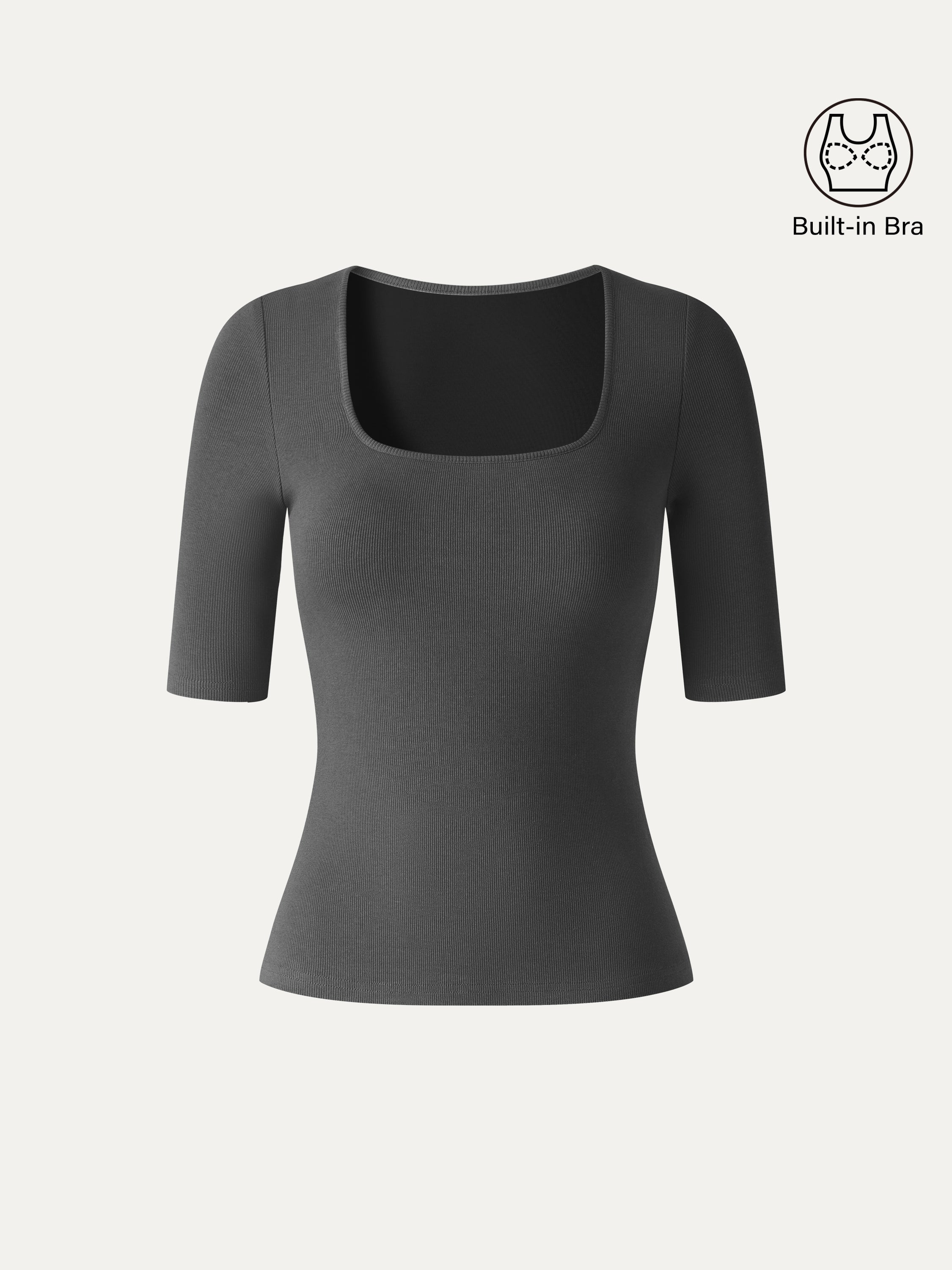 Eco-Mousse® Square Neck Elbow Sleeve Bra Top